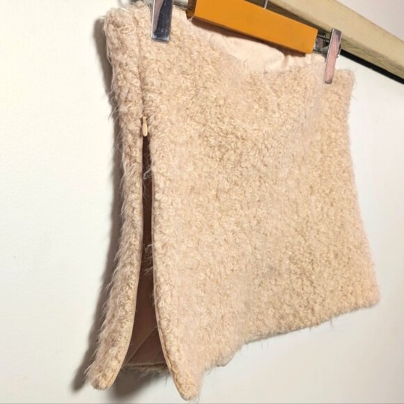 ZARA | Women's Cream/Tan Wool Blend Strapless Sherpa Teddy Bustier Top - Picture 5 of 6